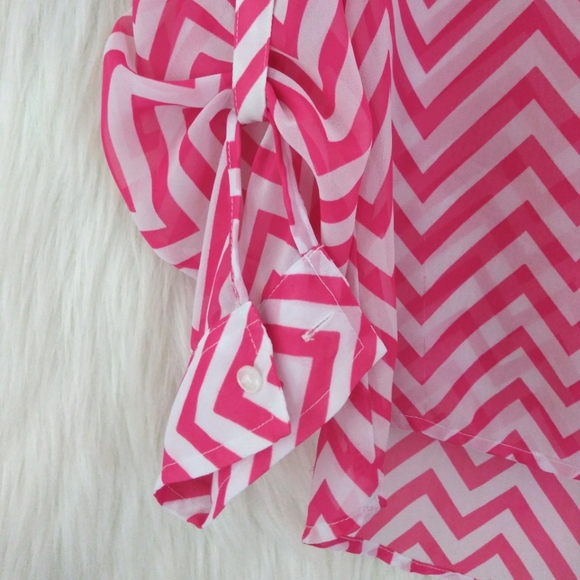A.N.A . Pink and White Chevron Long Sleeve Top M - Picture 7 of 8